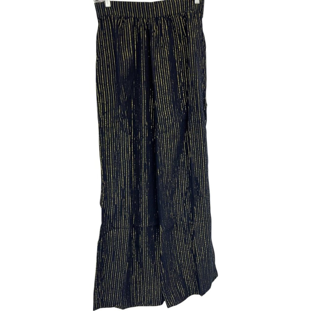 Boden Navy Pinstripe Wide-Leg Trousers - Picture 4 of 14